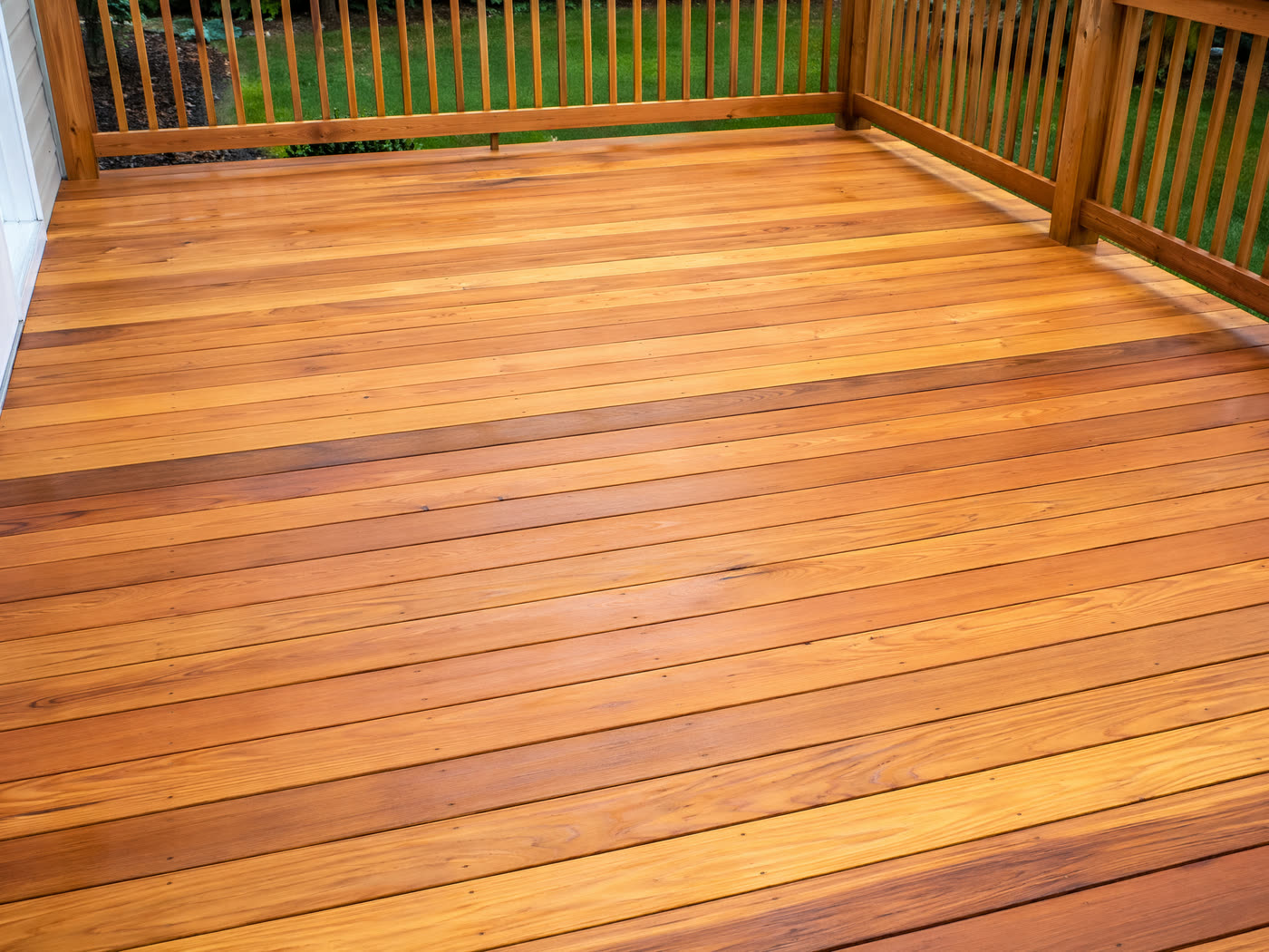 Wood deck after pressure washing